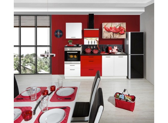 Küchenblock Star - Rot/Weiß, MODERN, Kunststoff (245cm) Küchenblock Star - Rot/Weiß, MODERN, Kunststoff (245cm)