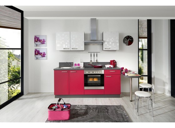 Küchenblock Win/cube - Pink/Anthrazit, MODERN, Kunststoff (200cm) Küchenblock Win/cube - Pink/Anthrazit, MODERN, Kunststoff (200cm)