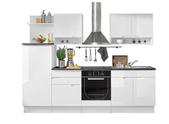 Kuhinjski Blok Kuhinja - bijela/crna, Moderno, drvni materijal (270/204/60cm) Kuhinjski Blok Kuhinja - bijela/crna, Moderno, drvni materijal (270/204/60cm)