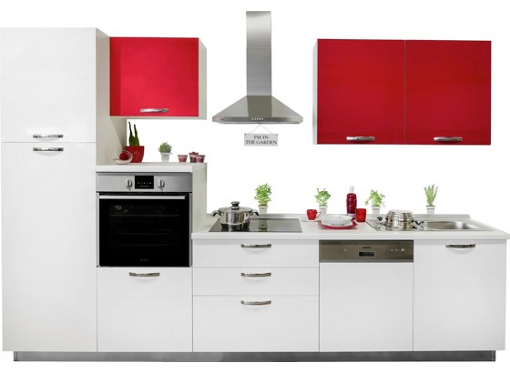Kuhinjski Blok Kuhinja - bijela/crvena, Moderno (320cm) Kuhinjski Blok Kuhinja - bijela/crvena, Moderno (320cm)