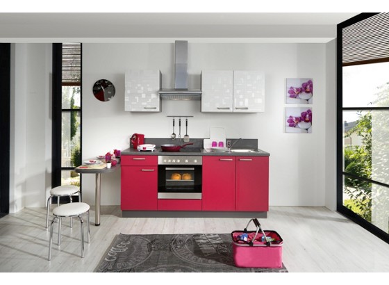 Kuhinjski Blok Kuhinja - pink/bijela, Moderno, plastika (200cm) Kuhinjski Blok Kuhinja - pink/bijela, Moderno, plastika (200cm)