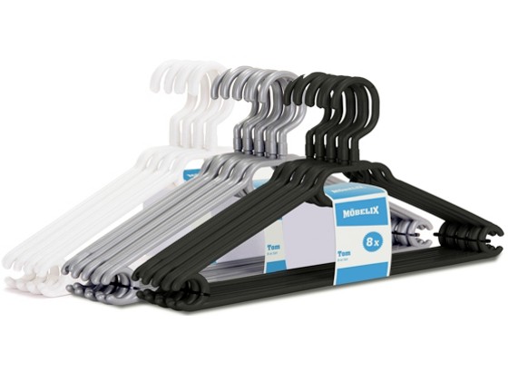 Kunststoffkleiderbügel 8er Set - Schwarz/Weiß, KONVENTIONELL, Kunststoff (40/6/21cm) - HOMEZONE Kunststoffkleiderbügel 8er Set - Schwarz/Weiß, KONVENTIONELL, Kunststoff (40/6/21cm) - HOMEZONE