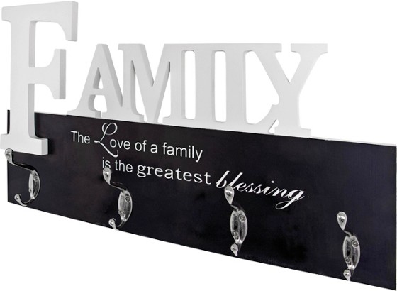 Lišta S Háčikmi Family 28307 - čierna/biela, Moderný, kov/drevený materiál (50/29/7cm) Lišta S Háčikmi Family 28307 - čierna/biela, Moderný, kov/drevený materiál (50/29/7cm)