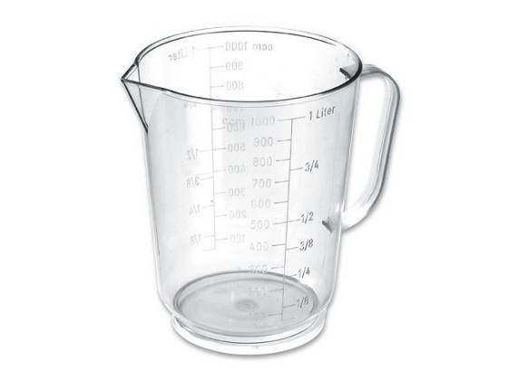 Mérőpohár 1 Liter - tiszta, konvencionális, műanyag (11.5/14.2cm) Mérőpohár 1 Liter - tiszta, konvencionális, műanyag (11.5/14.2cm)