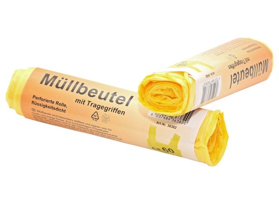 Müllsack 60 L - 10 Stück - Gelb, KONVENTIONELL, Kunststoff (3,5/16cm) Müllsack 60 L - 10 Stück - Gelb, KONVENTIONELL, Kunststoff (3,5/16cm)