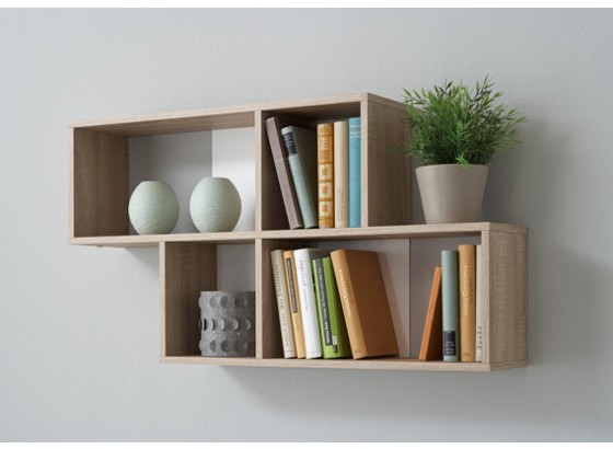 Nástenný Regál Nora - farby dubu/biela, Moderný, drevený materiál (100/53/19,5cm) Nástenný Regál Nora - farby dubu/biela, Moderný, drevený materiál (100/53/19,5cm)
