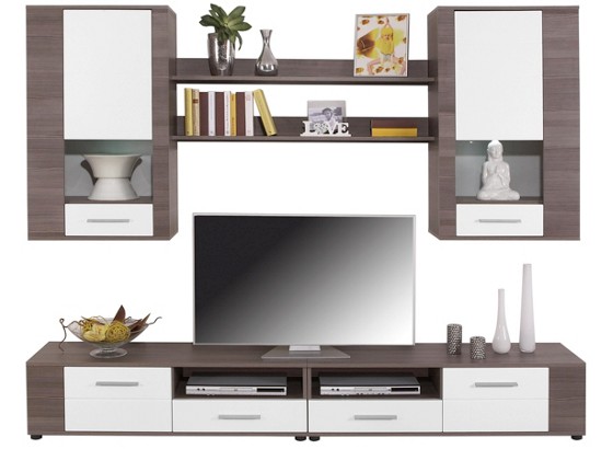 Obývací Stěna Fargo - bílá/tmavě hnědá, Moderní (240/192/38cm) Obývací Stěna Fargo - bílá/tmavě hnědá, Moderní (240/192/38cm)