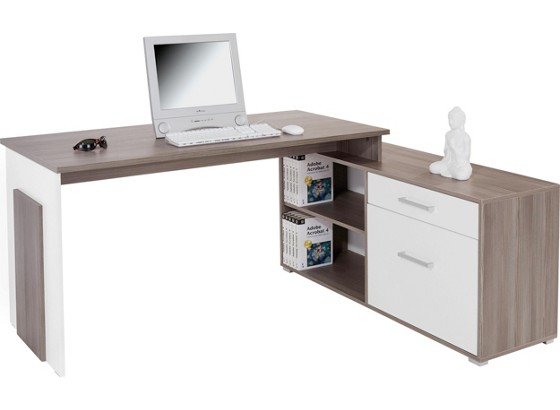 Pisaći Stol Kutni Radni Stol - bijela/tamno smeđa, Moderno, drvni materijal (169/76/130cm) Pisaći Stol Kutni Radni Stol - bijela/tamno smeđa, Moderno, drvni materijal (169/76/130cm)