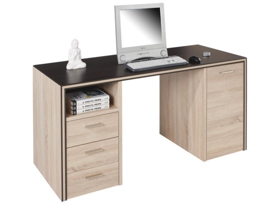 Pisaći Stol Radni Stol - tamno smeđa/hrast Sonoma, Moderno, drvni materijal/metal (145.8/75/60cm) Pisaći Stol Radni Stol - tamno smeđa/hrast Sonoma, Moderno, drvni materijal/metal (145.8/75/60cm)
