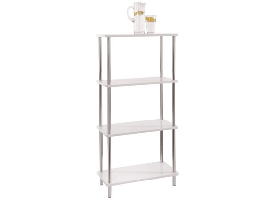Polc Tim 2 - krómszínű/fehér, modern, műanyag/fém (60/120/30cm) Polc Tim 2 - krómszínű/fehér, modern, műanyag/fém (60/120/30cm)