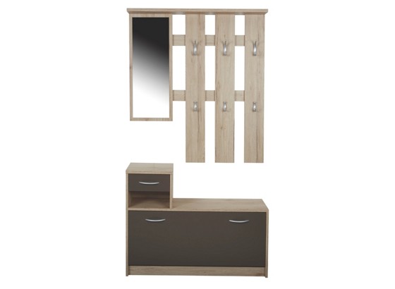 Predsieň Iza - farby dubu/hnedá, Konvenčný, drevený materiál/sklo (100/190/26cm) Predsieň Iza - farby dubu/hnedá, Konvenčný, drevený materiál/sklo (100/190/26cm)
