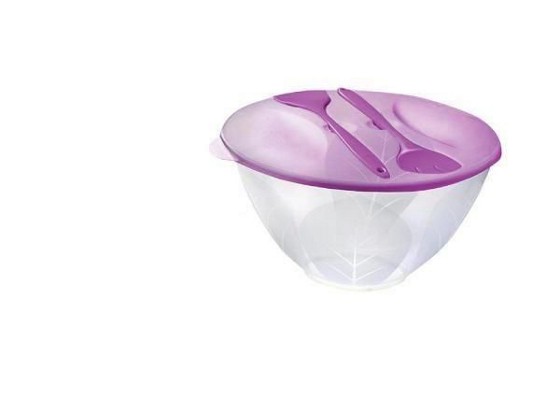 Salatschüssel mit Deckel und Besteck - Klar/Pink, KONVENTIONELL, Kunststoff (5l) Salatschüssel mit Deckel und Besteck - Klar/Pink, KONVENTIONELL, Kunststoff (5l)