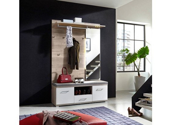 Šatna Plus - bílá/barva stříbrného dubu, Moderní, dřevo (131/199/39cm) - premium living Šatna Plus - bílá/barva stříbrného dubu, Moderní, dřevo (131/199/39cm) - premium living