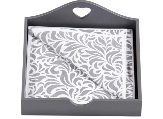 Serviettenhalter Grau - Grau, MODERN, Holzwerkstoff Serviettenhalter Grau - Grau, MODERN, Holzwerkstoff