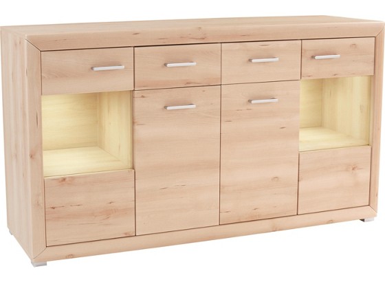 Sideboard Tizio - Silberfarben/Buchefarben, KONVENTIONELL, Holzwerkstoff (179,4/86,8/41cm) Sideboard Tizio - Silberfarben/Buchefarben, KONVENTIONELL, Holzwerkstoff (179,4/86,8/41cm)