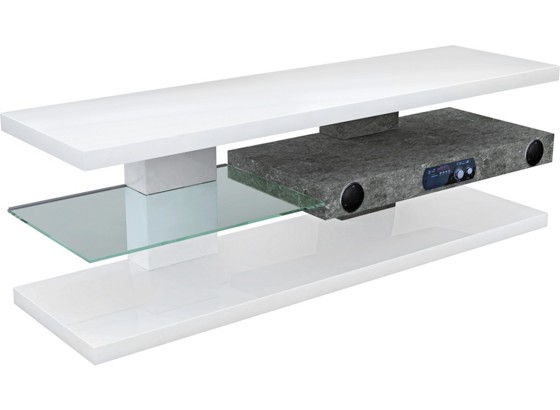 Stolek Na Elektroniku Adriano - bílá, Moderní, dřevěný materiál/sklo (140/45/39cm) Stolek Na Elektroniku Adriano - bílá, Moderní, dřevěný materiál/sklo (140/45/39cm)