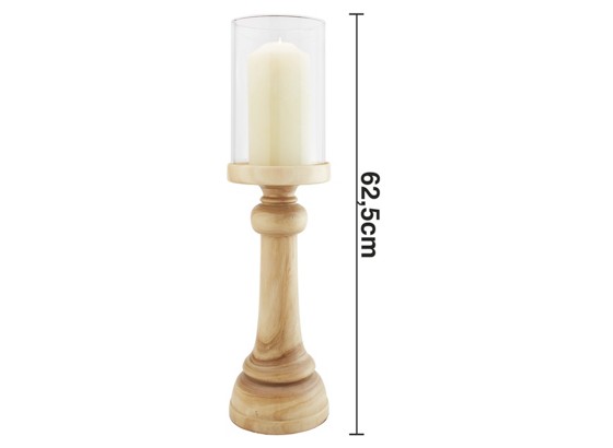 Svícen Rufus - přírodní barvy, Romantický / Rustikální, dřevo/sklo (17/62,5cm) - premium living Svícen Rufus - přírodní barvy, Romantický / Rustikální, dřevo/sklo (17/62,5cm) - premium living