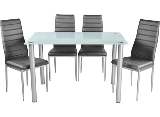 Tischgruppe Wels - Grau, KONVENTIONELL, Glas/Textil Tischgruppe Wels - Grau, KONVENTIONELL, Glas/Textil