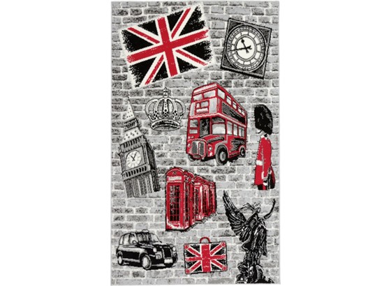 Tkani Tepih London Design - bijela/crna, Konvencionalno, tekstil (120/170cm) Tkani Tepih London Design - bijela/crna, Konvencionalno, tekstil (120/170cm)