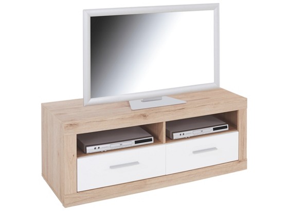 Tv-elem Malta - tölgy színű/fehér, modern, fa (128/50/42cm) Tv-elem Malta - tölgy színű/fehér, modern, fa (128/50/42cm)
