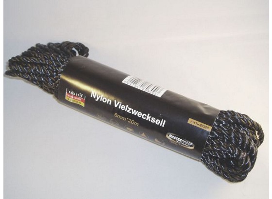 Universalseil 20 Meter - Schwarz, KONVENTIONELL, Kunststoff (0,6cm) Universalseil 20 Meter - Schwarz, KONVENTIONELL, Kunststoff (0,6cm)