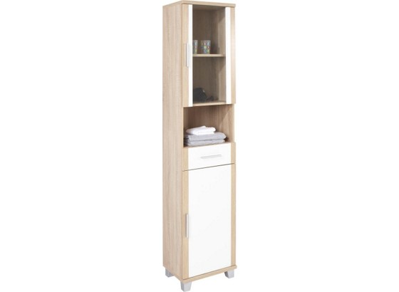 Visoki Element Visoki Element - bijela/boje hrasta, Moderno, staklo/drvo (42/187/31cm) Visoki Element Visoki Element - bijela/boje hrasta, Moderno, staklo/drvo (42/187/31cm)
