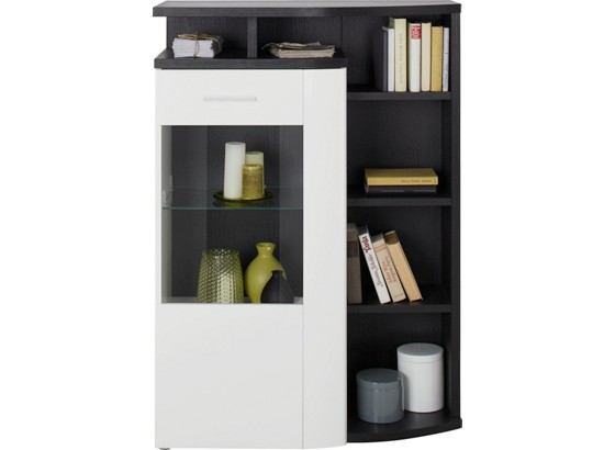 Vitrína Antes - bílá/barvy dubu, Moderní, kov/dřevěný materiál (90,4/130,1/46,2cm) - premium living Vitrína Antes - bílá/barvy dubu, Moderní, kov/dřevěný materiál (90,4/130,1/46,2cm) - premium living