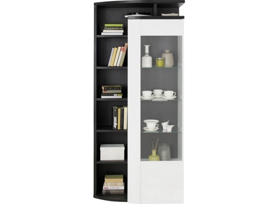 Vitrína Antes - farby dubu/čierna, Moderný, umelá hmota/kov (90,4/200,5/46,2cm) - premium living Vitrína Antes - farby dubu/čierna, Moderný, umelá hmota/kov (90,4/200,5/46,2cm) - premium living