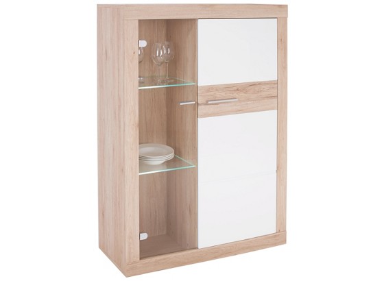 Vitrína Malta - farby dubu/biela, Moderný, drevený materiál (96/132/35cm) Vitrína Malta - farby dubu/biela, Moderný, drevený materiál (96/132/35cm)