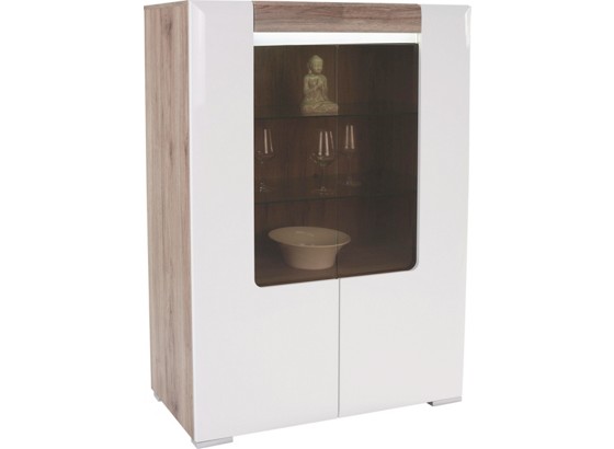 Vitrína Toronto - farby dubu/biela, Moderný, drevený materiál/sklo (100/146/42,2cm) - OMBRA Vitrína Toronto - farby dubu/biela, Moderný, drevený materiál/sklo (100/146/42,2cm) - OMBRA
