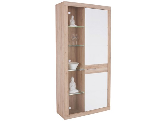 Vitrine Malta - Eichefarben/Schwarz, MODERN, Glas/Holzwerkstoff (96/197/35cm) Vitrine Malta - Eichefarben/Schwarz, MODERN, Glas/Holzwerkstoff (96/197/35cm)