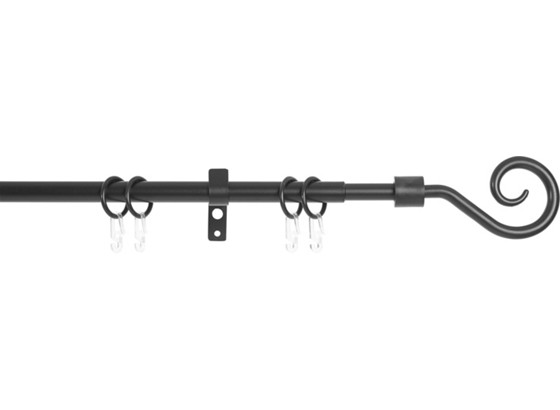 Vorhangstange Kringel, 1-lfg. - Schwarz, KONVENTIONELL, Metall (130cm) Vorhangstange Kringel, 1-lfg. - Schwarz, KONVENTIONELL, Metall (130cm)