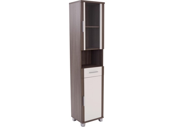Vysoká Skriňa Demo - biela/tmavohnedá, Konvenčný, drevený materiál (42/187,4/31cm) Vysoká Skriňa Demo - biela/tmavohnedá, Konvenčný, drevený materiál (42/187,4/31cm)
