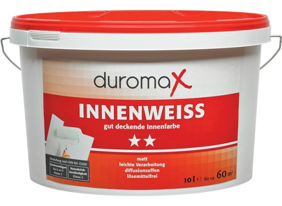 Wandfarbe Innen - Weiß, KONVENTIONELL (10l) - DUROMAX Wandfarbe Innen - Weiß, KONVENTIONELL (10l) - DUROMAX