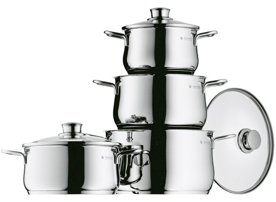 WMF Kochtopfset Diadem Plus - Silberfarben, KONVENTIONELL, Glas/Metall (31/27,5/20,5cm) - WMF WMF Kochtopfset Diadem Plus - Silberfarben, KONVENTIONELL, Glas/Metall (31/27,5/20,5cm) - WMF