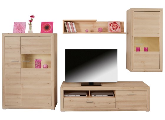 Wohnkombination Tizio 1 - Buchefarben/Alufarben, MODERN, Holzwerkstoff (307/213/50cm) Wohnkombination Tizio 1 - Buchefarben/Alufarben, MODERN, Holzwerkstoff (307/213/50cm)