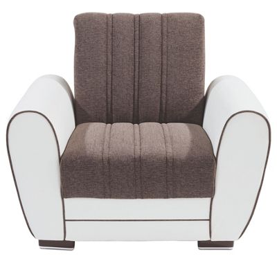 Jednosjed Fotelja - bijela/siva, Moderno, drvni materijal/koža (100/85/90cm)